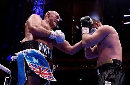 Tyson Fury in action during his fight against Arslanbek Makhmudov