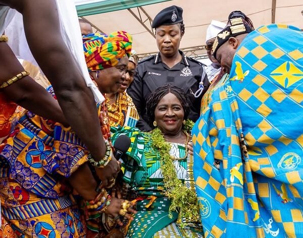 Vice President, Prof. Opoku-Agyemang being enstooled Mamaga Adzagba I at the event