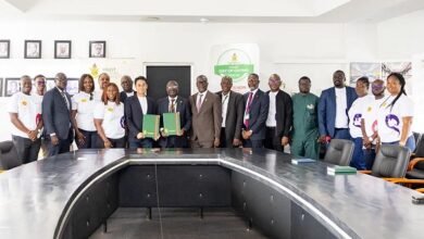 -Officials of the two institutions after signing the agreement