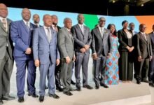 Mr Terkper (second from left), Dr Ato Forson (third from left), and Dr Agyekum Donkor (fourth from left) with other dignitaries at the ceremony