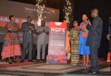 Mr Debrah (third from left) with Dr Mukunda (left), Dr Lartey (third from right) and others after lauanching the programme Photo Victor A. Buxton