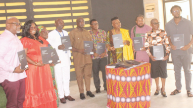 • Ms Amarteifio (fourth from right), Mr Herbert Malm (fourth from left), Ms Efua Houadjeto (second from left) and other guests launching the Strategic Plan document. Photo.Ebo Gorman