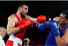 A boxing scene from the Paris 2024 games