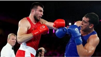 A boxing scene from the Paris 2024 games