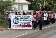 The protesters during the programme