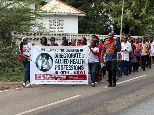 The protesters during the programme