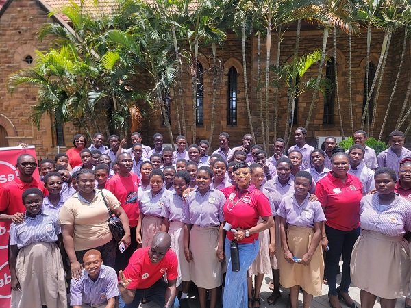Absa Bank staff with HOTCASS students