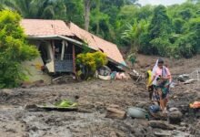 One of the collapsed buildings after the landslide incident