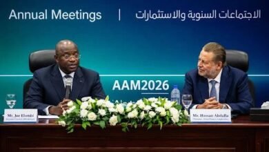 Afreximbank President Dr. George Elombi (left)and Central Bank of Egypt Governor Hassan Abdalla speaking at the event