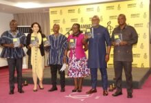 Mr Nyantakyi (third from left) with Ms Osei (third from right) and other officials launching the report. Photo Elizabeth Okai