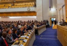 President Mahama addressing participants at the World Health Assembly in Geneva