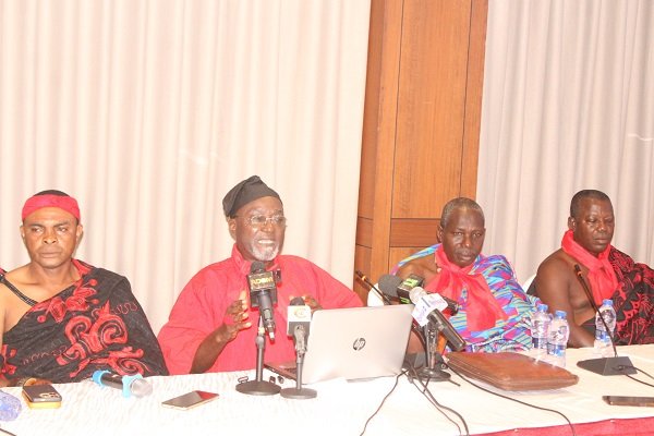 Nana Amihere (second from left) addressing the press conference. Photo. Ebo Gorman