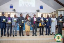 Nana Oye Bampoe Addo(fifth from left), Mr Ahmed (fourth from right), Rev. Ntim Fordjour (fourth from left) and other guests launching the event