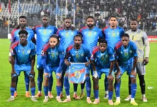 Congo players pose for a team photo ahead of a recent game