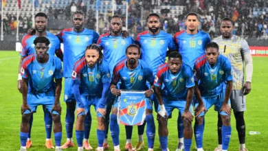 Congo players pose for a team photo ahead of a recent game