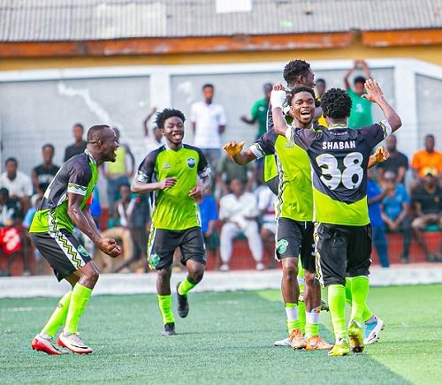 Dreams FC players celebrating yesterday's win