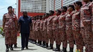 Mr Debrah (middle) inspecting the guard of honour at the parade