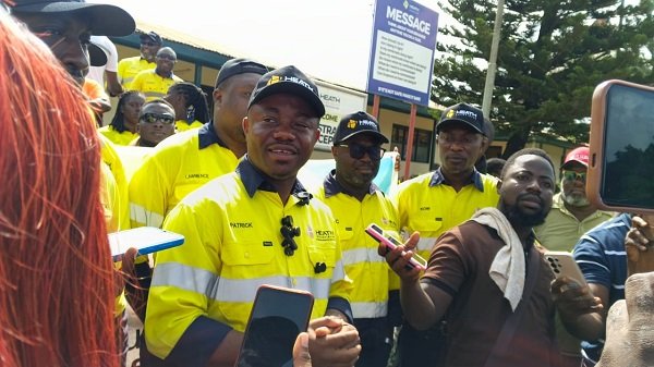 Mr Mensah addressing the press after the walk