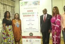 Mrs Baffour-Agyei (third from left), Mr Ebenezer Ahiator (third from right) and other guests at the launch. Photo. Ebo Gorman