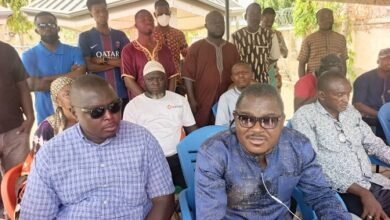 Dr Jambedu (middle) addressing the press conference