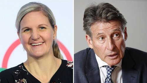 Kirsty Coventry (left0 with World Athletics boss, Lord Sebastian Coe