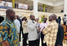 Very Rev. Nortey (middle) interacting with some members of the Airport East Circuit Men’s Fellowship after the lecture