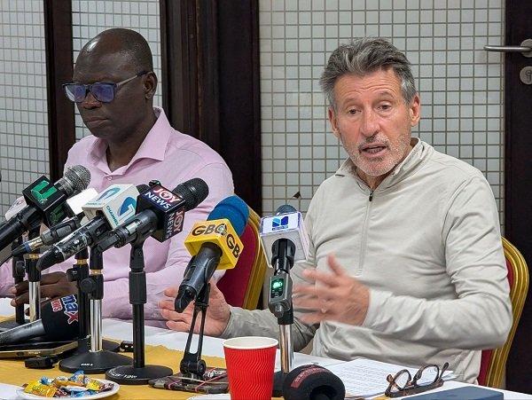 Lord Coe with President of Ghana Athletics Bawa Fuseini