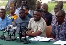 Mr Ziyad (second from right) addressing the press