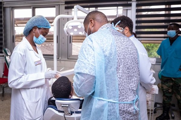 A patient undergoing surgery at the dental clinic, 37 Military Hospital