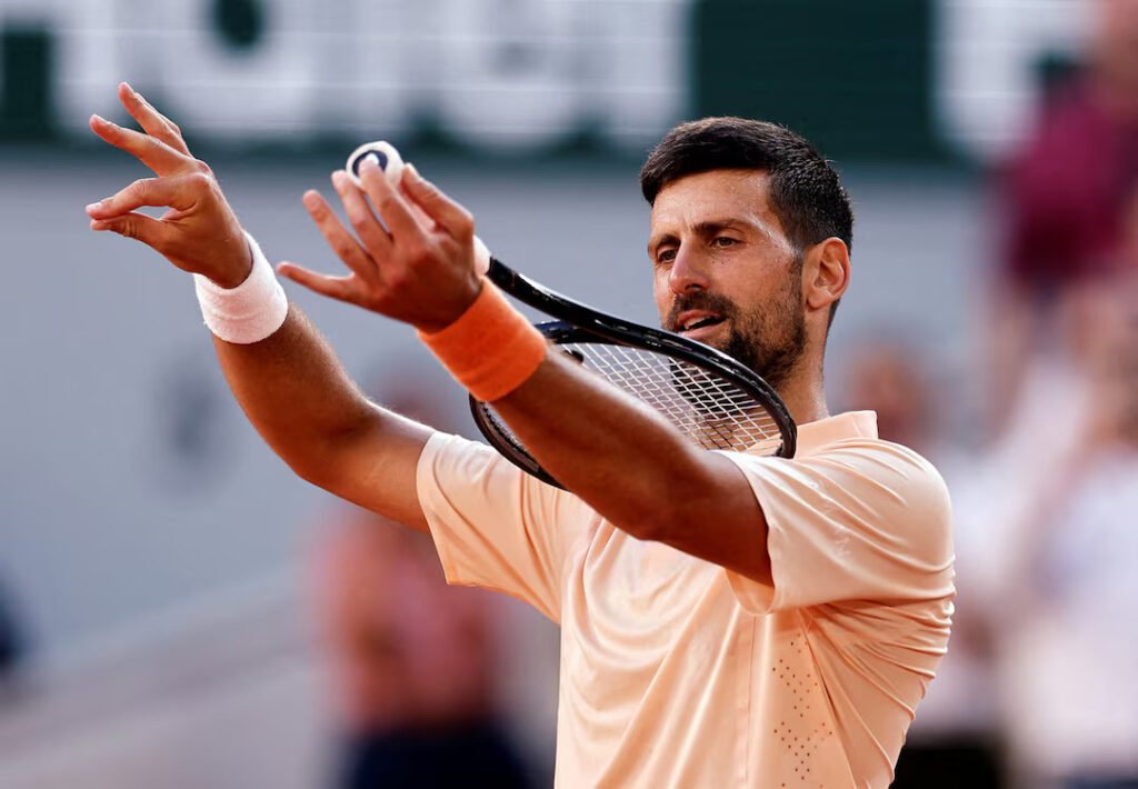 Novak Djokovic celebrating after the match