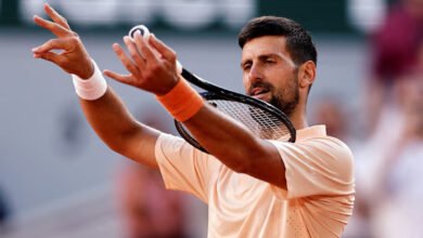 Novak Djokovic celebrating after the match
