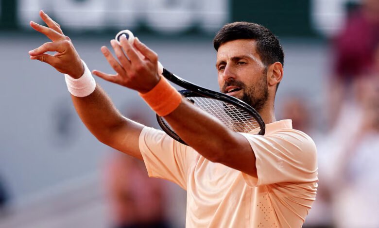 Novak Djokovic celebrating after the match