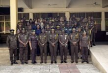 Mrs Baffoe-Bonnie (middle, front row) with some senior officers and the Nigerian Correctional Service delegation