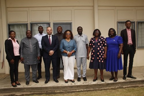 Dr. Binka [fifth from right] with Mr Dalfa [third from left] and NTC Management members after the visit. Photo Okai Elizabeth.