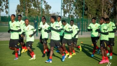 Players of the Black Starlets going through the paces in Monday's recovery session