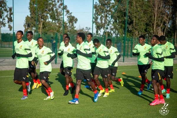 Players of the Black Starlets going through the paces in Monday's recovery session