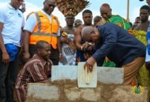 President Mahama laying blocks for the commencement of the Green City Housing Project at Dedesua in Kumasi
