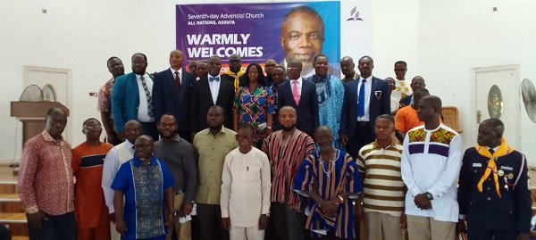 Pastor Osei-Bonsu (third from left, second row) with the council of elders after the service