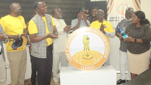Mr Djaba (second from left), Mr Osei Bonsu (third from right) and other LESIG executives launching the logo of the association
