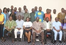 Dr Brightson (seated fourth from left), Dr Badimak Yaro(seated second from right) with the stakeholders after the meeting. Photo. Ebo Gorman