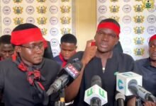 Mr Nanija (middle) addressing the press conference