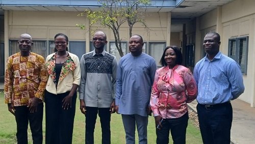 -Mr Adadevoh (third from right), with Mr Buami (third from left) and NTC editorial team after the visit