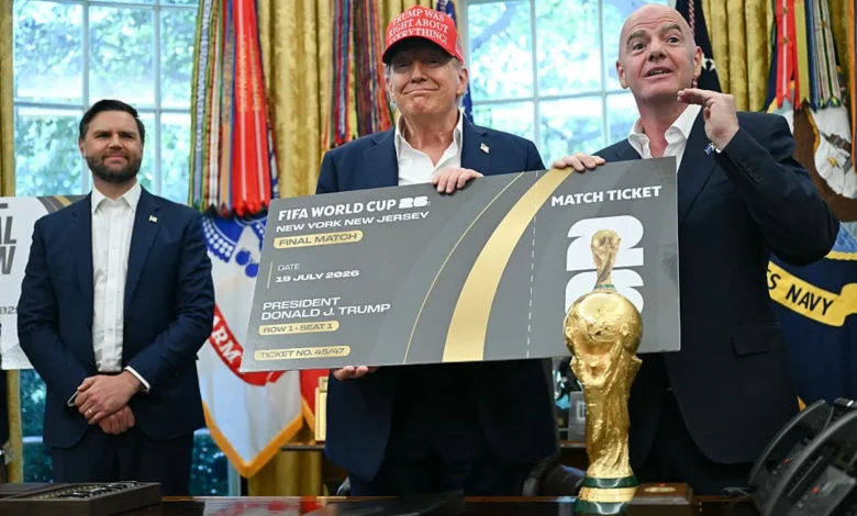 President Trump and FIFA President Gianni Infantino during a FIFA task force meeting
