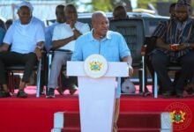 President Mahama speaking during the tour