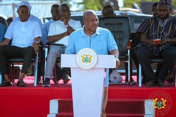 President Mahama speaking during the tour