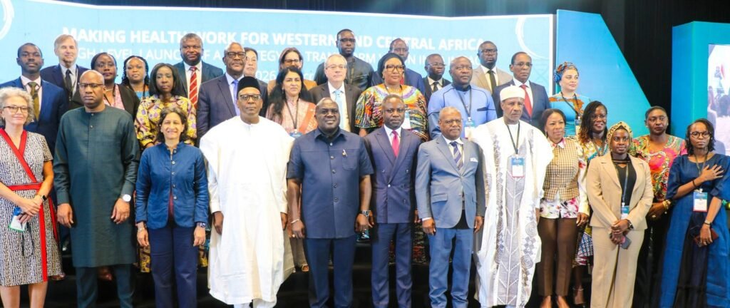 • Mr Debrah (fifth from left, front row), Mr Akandoh (seventh from right) and Dr Murthi (third from left) with some dignitaries after the opening of the conference Photo: Ebo Gorman