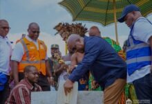 President Mahama laying blocks for the commencement of the Green City Housing Project at Dedesua in Kumasi