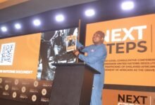 Mr Ablakwa showing the framework document to the participants during the conference Photo Victor A. Buxton