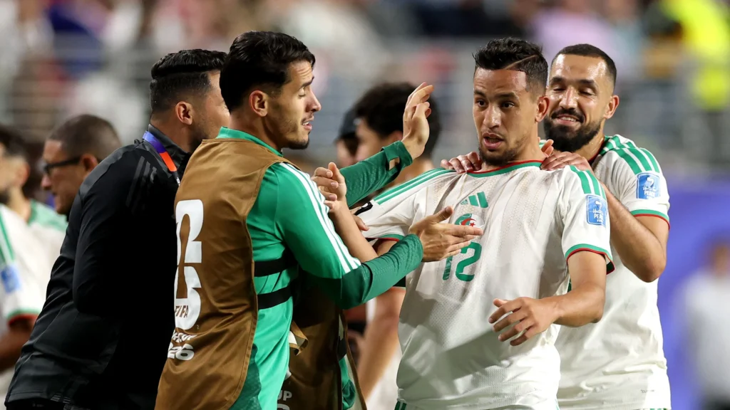 Algerian players celebrating the equaliser