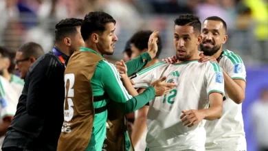 Algerian players celebrating the equaliser